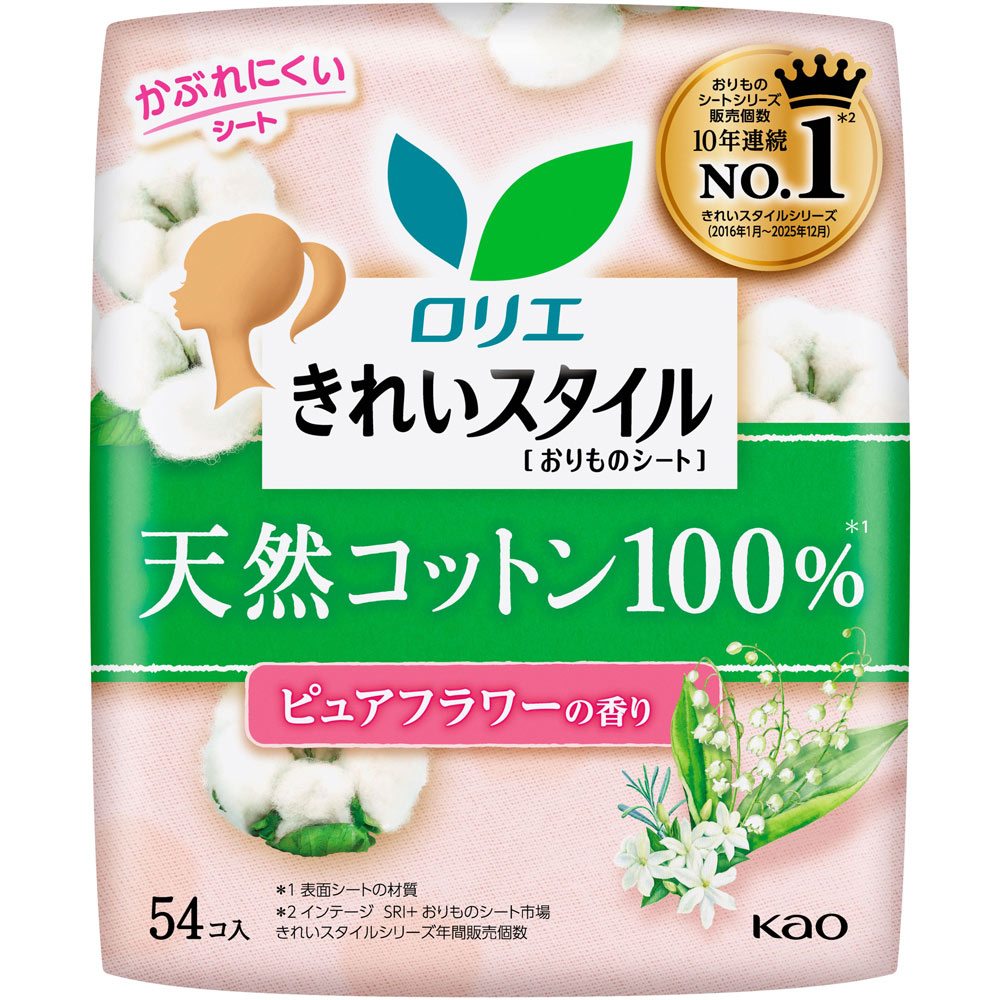 Гигиенические прокладки ежедневные Beautiful Style 100% Natural Cotton без крылышек цветочный аромат 54 шт. (438010)