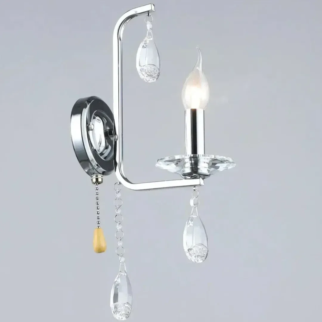 Бра настенное Valeso с хрустальными подвесами Е14 IP20 K2310/1W Хром (28686506)