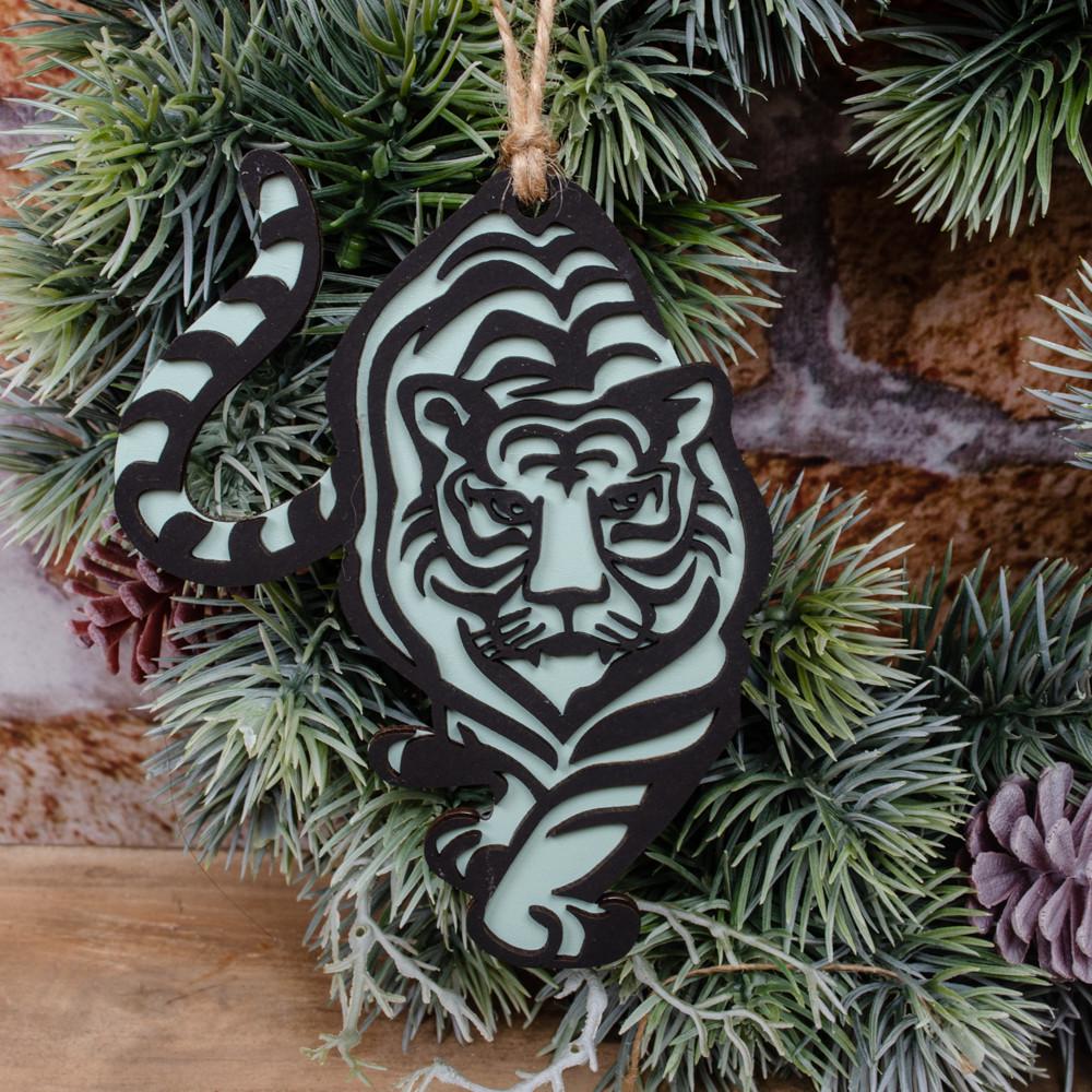 Деревянная подвеска Тигр Зеленый (1484-2)