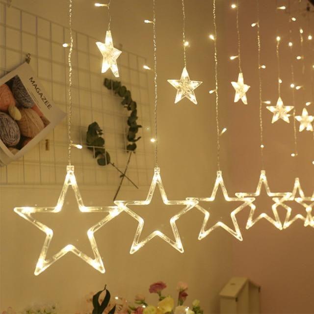 Гірлянда 10 зірок з прозорим дротом