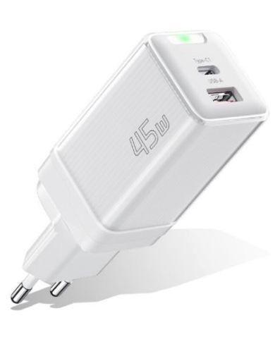 Зарядное устройство для сетевого доступа Essager Zhiqi 45W GaN Travel charger A+C EU White ECTCA-ZQB02-Z (586922)