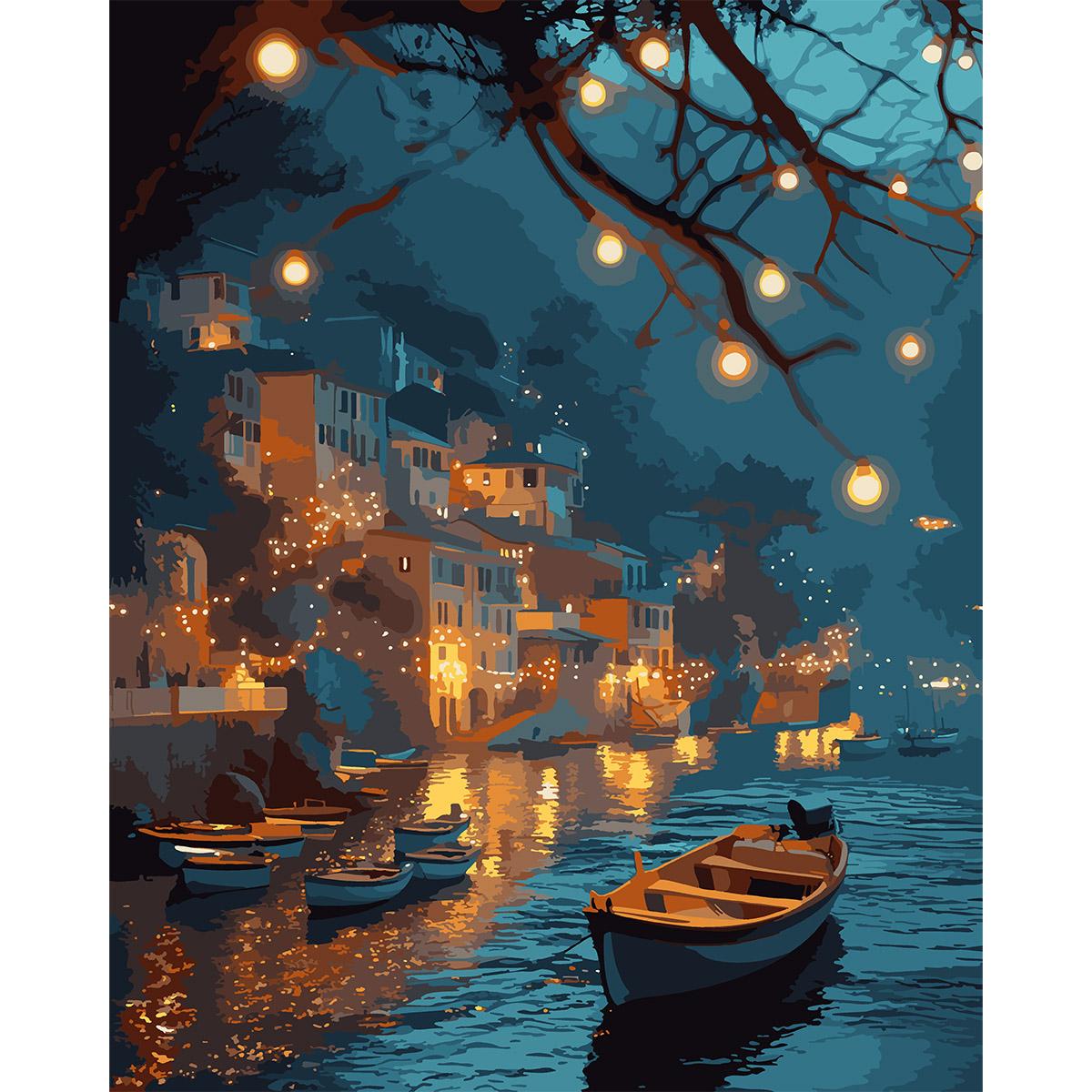 Картина по номерам Santi Вечерняя гавань 40x50 см с LED подсветкой (Top-955086)