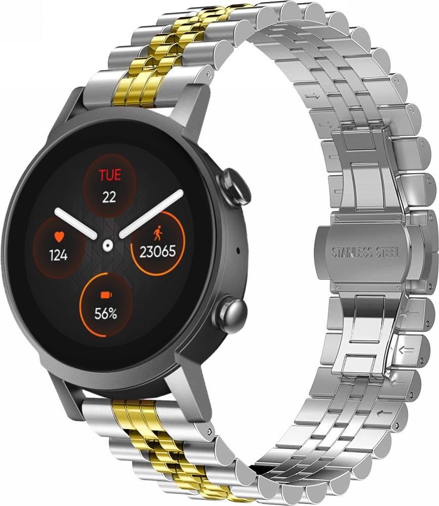 Браслет металлический Stech Line для Mobvoi TicWatch E3 Silver/Gold (27060-67)