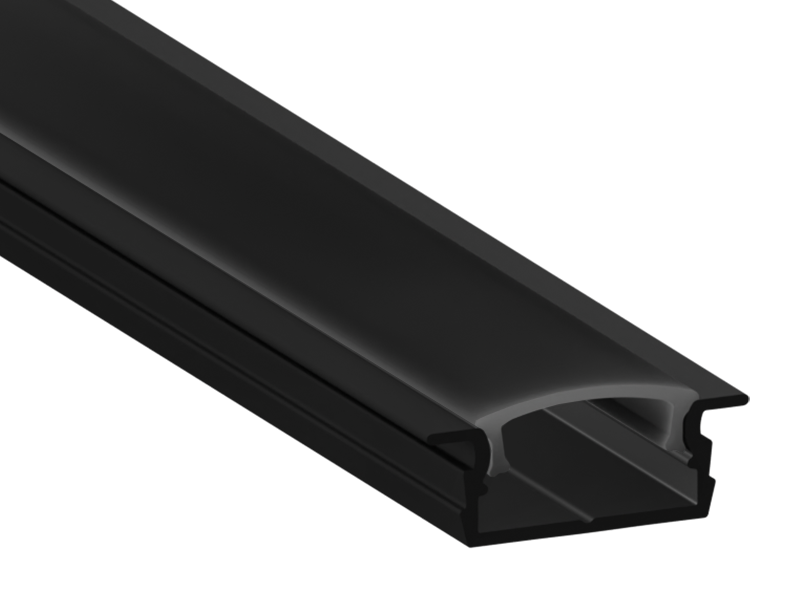Профіль алюмінієвий LEDUA АЛ-80 з чорним розсіювачем для LED стрічки врізний 2 м Чорний
