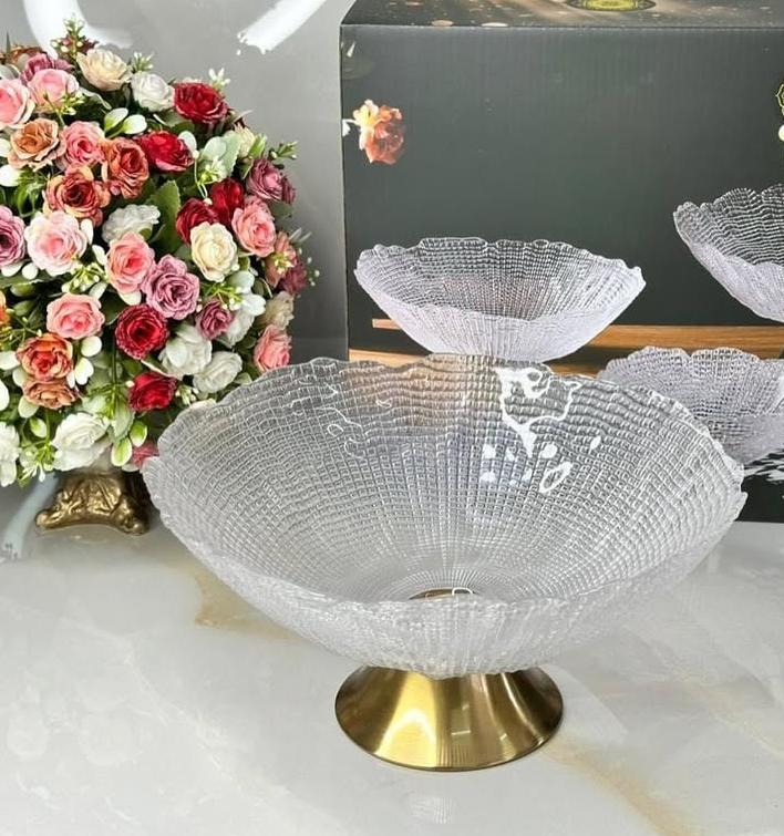 Фруктовница YIWU HP-19-45 стеклянная 32 см Полупрозрачная (HP-19-45)