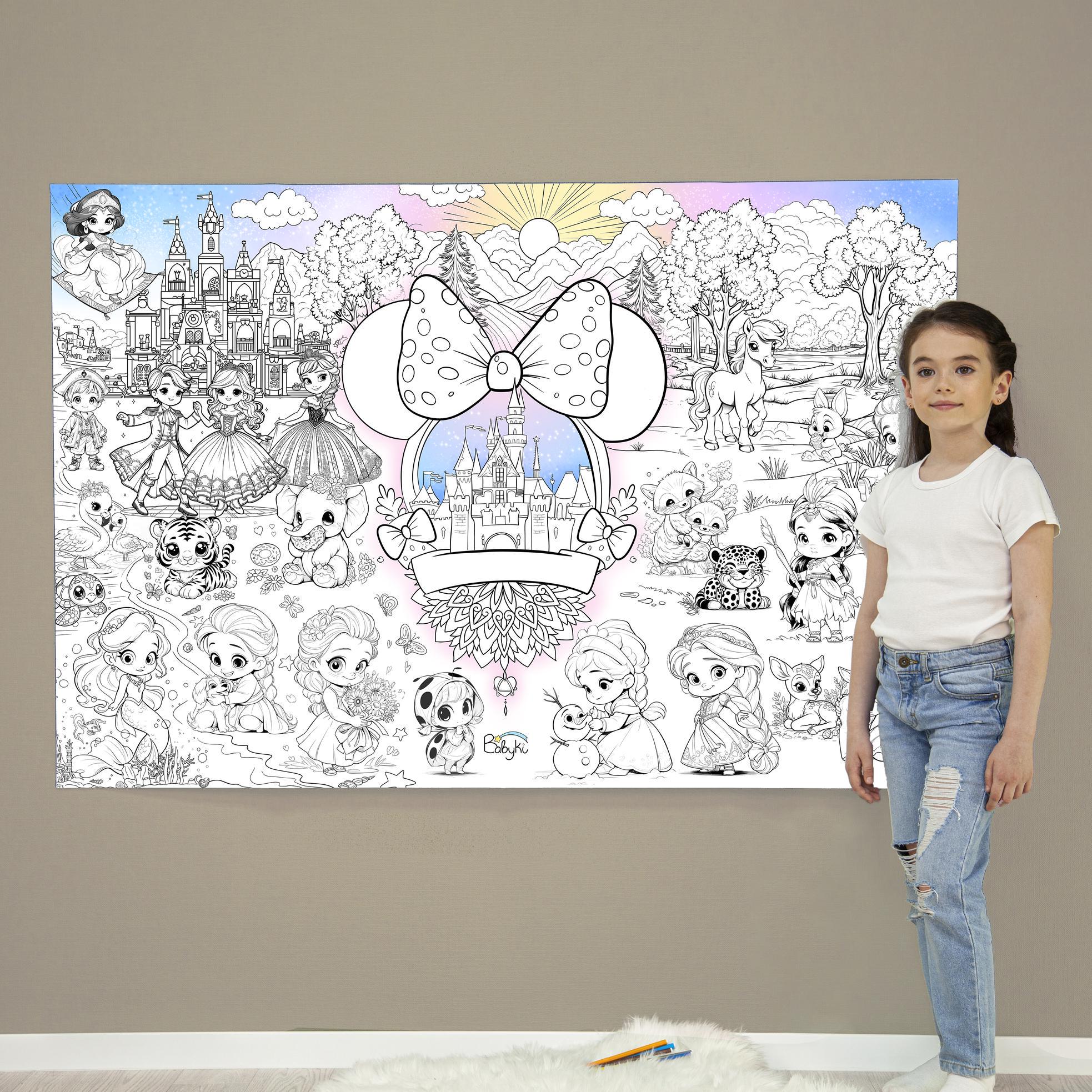Розмальовка дитяча Принцеси 150х100 см (РК026)