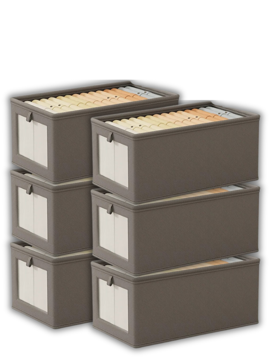 Набор органайзеров для одежды и вещей универсальные для хранения каркасные с окошком 6 шт. 44х25х20 см Серый (60099/6)