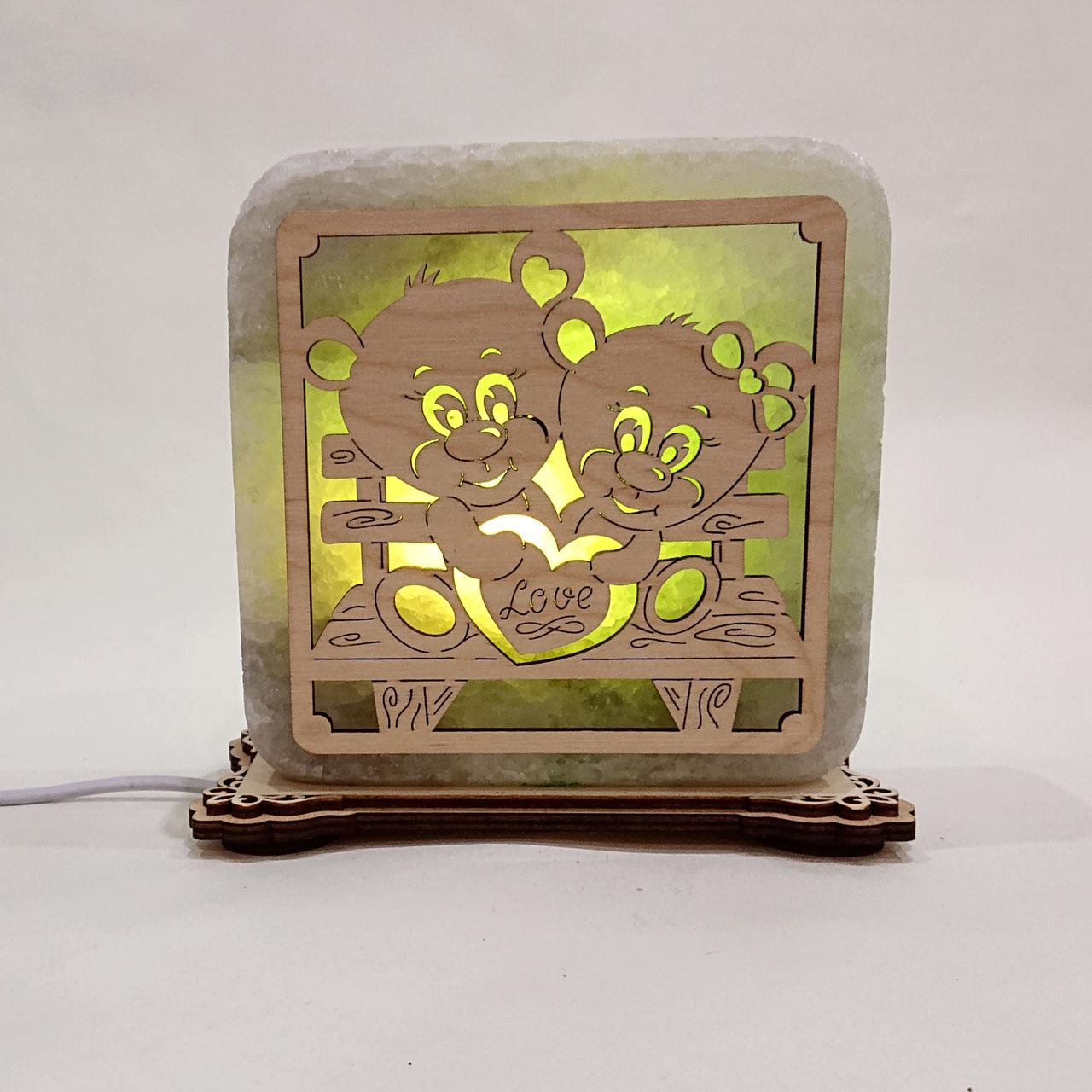 Соляной светильник Мишки на лавочке (k-0012-g)