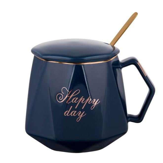 Чашка фарфоровая Flora Happy Day с крышкой и ложечкой 0,42 л (DR015138)