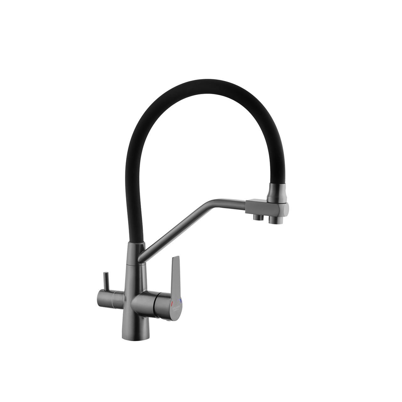 Змішувач для кухні з підключенням до фільтра Kroner KRP Edelstahl Klassisch PVD03817BLK