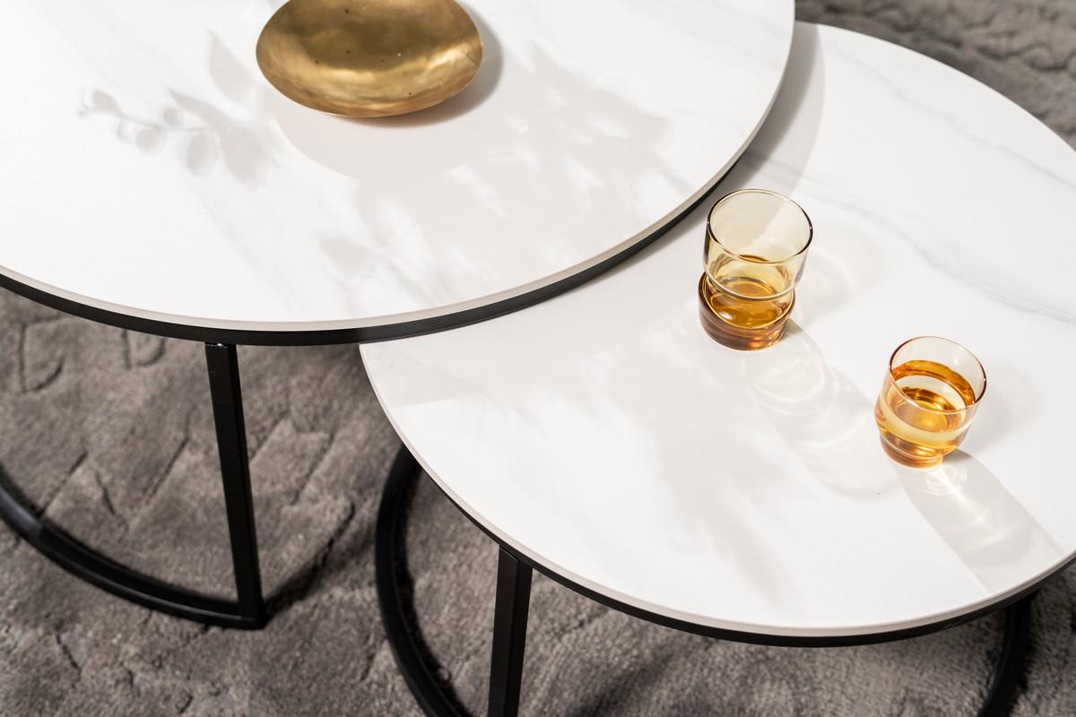 Журнальный стол Лоренза комплект 2 шт. 800х450 мм/600х400 мм Каса вайт/Черный (30995615) - фото 9