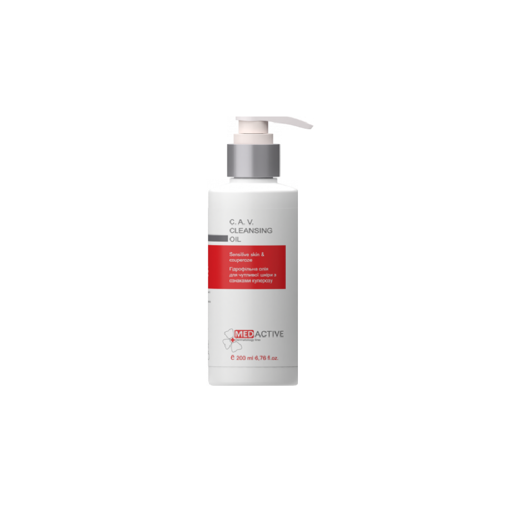 Олія гідрофільна для чутливої шкіри з ознаками куперозу MedActive C.A.V. Cleansing Oil 200 мл (0009) Олія гідрофільна для чутливої шкіри з ознаками куперозу MedActive C.A.V. Cleansing Oil 200 мл (0009)