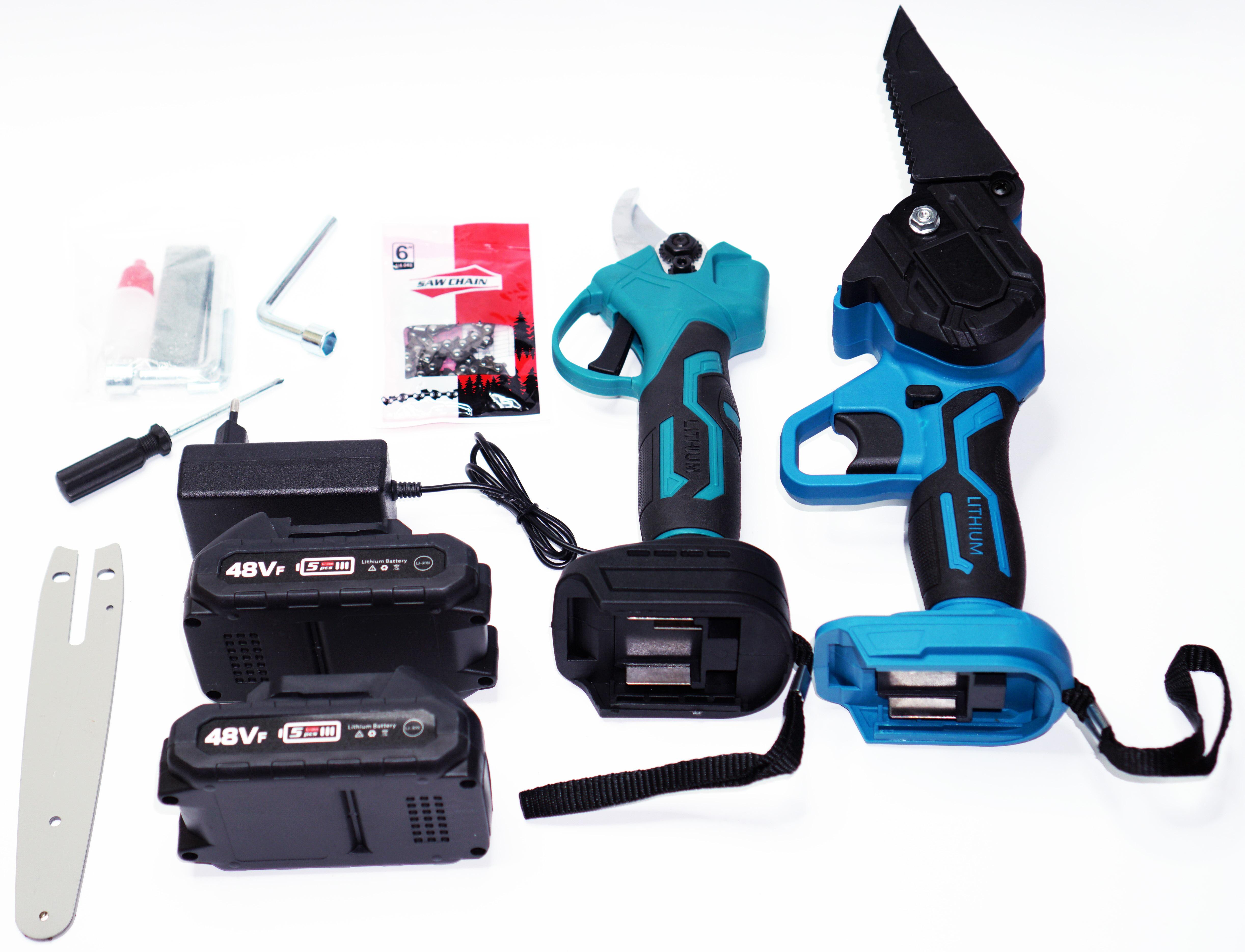 Пилка акумуляторна міні та садовий секатор акумуляторний у пластиковому кейсі - фото 9