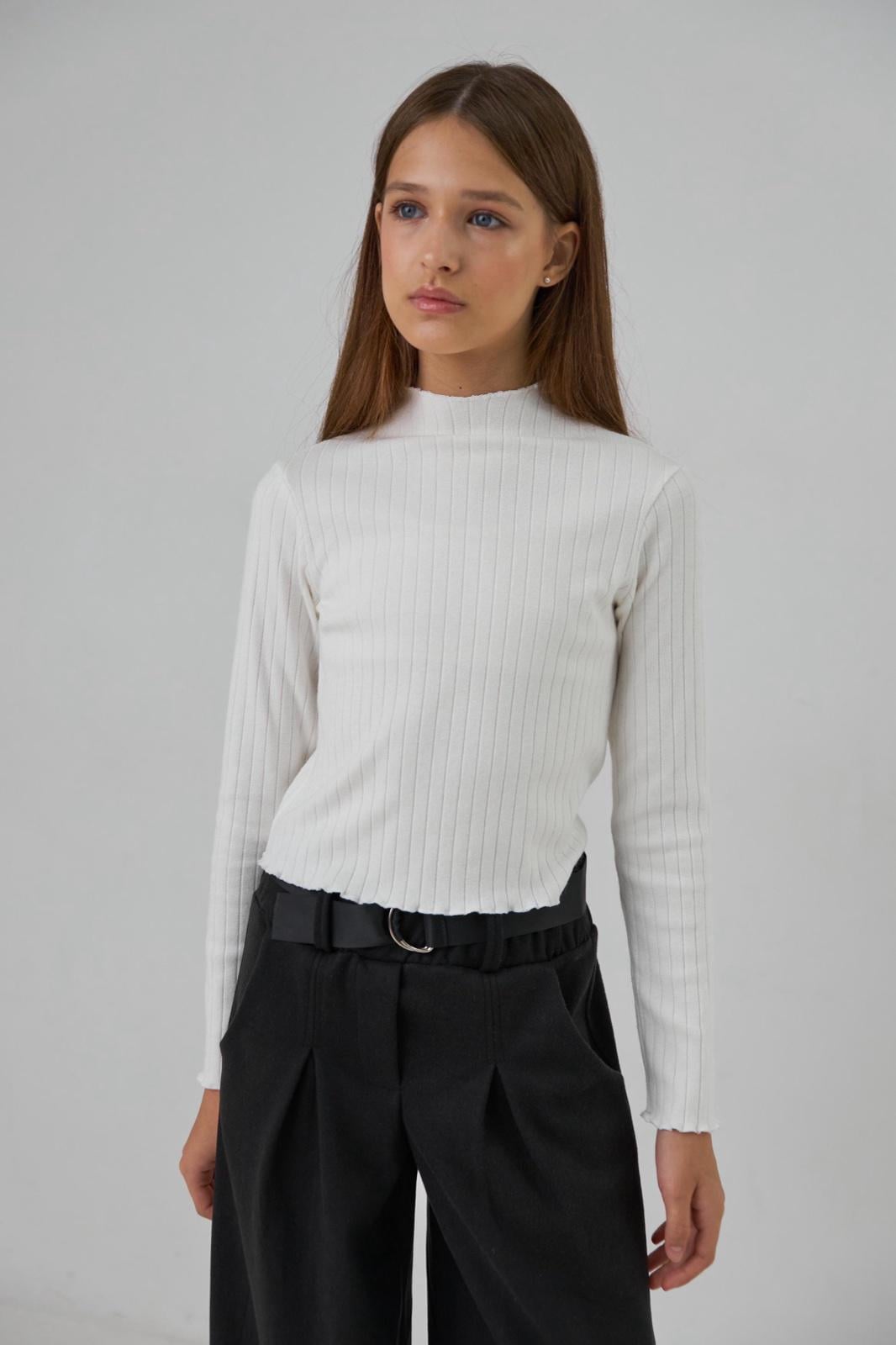 Гольф утепленный в рубчик Valza 2404 кашемировый 146 см Молочный