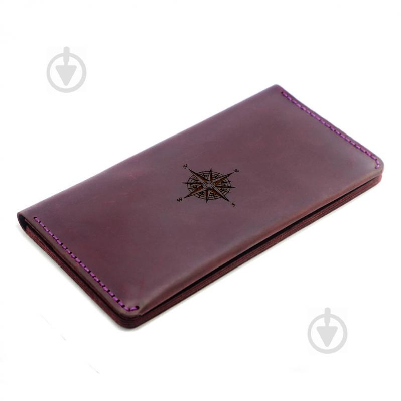 Клатч-портмоне из натуральной кожи The Travel с гравировкой Compass Бордо (as140104-22)