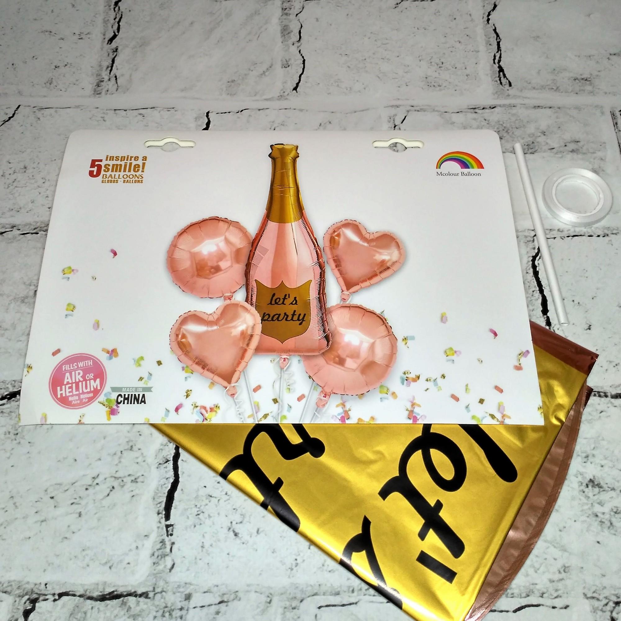 Воздушные шарики фольгированные Бутылка "Let's party" 5 шт. (5-58655)
