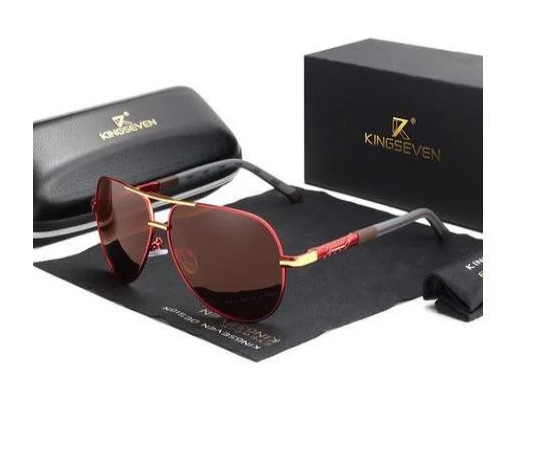 Сонцезахисні окуляри KINGSEVEN DESIGN Авіатор у класичній оправі з поляризованими лінзами Червоний/Коричневий (K725) Сонцезахисні окуляри KINGSEVEN DESIGN Авіатор у класичній оправі з поляризованими лінзами Червоний/Коричневий (K725)