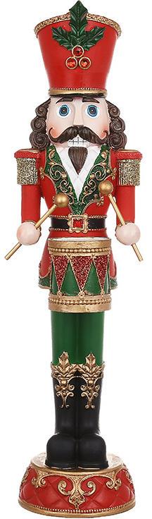 Фігура декоративна Лускунчик з барабаном 35 см Червоний із зеленим