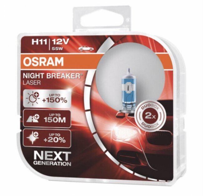 Лампи галогенні H11 Osram Night Breaker LASER 55W (1566)