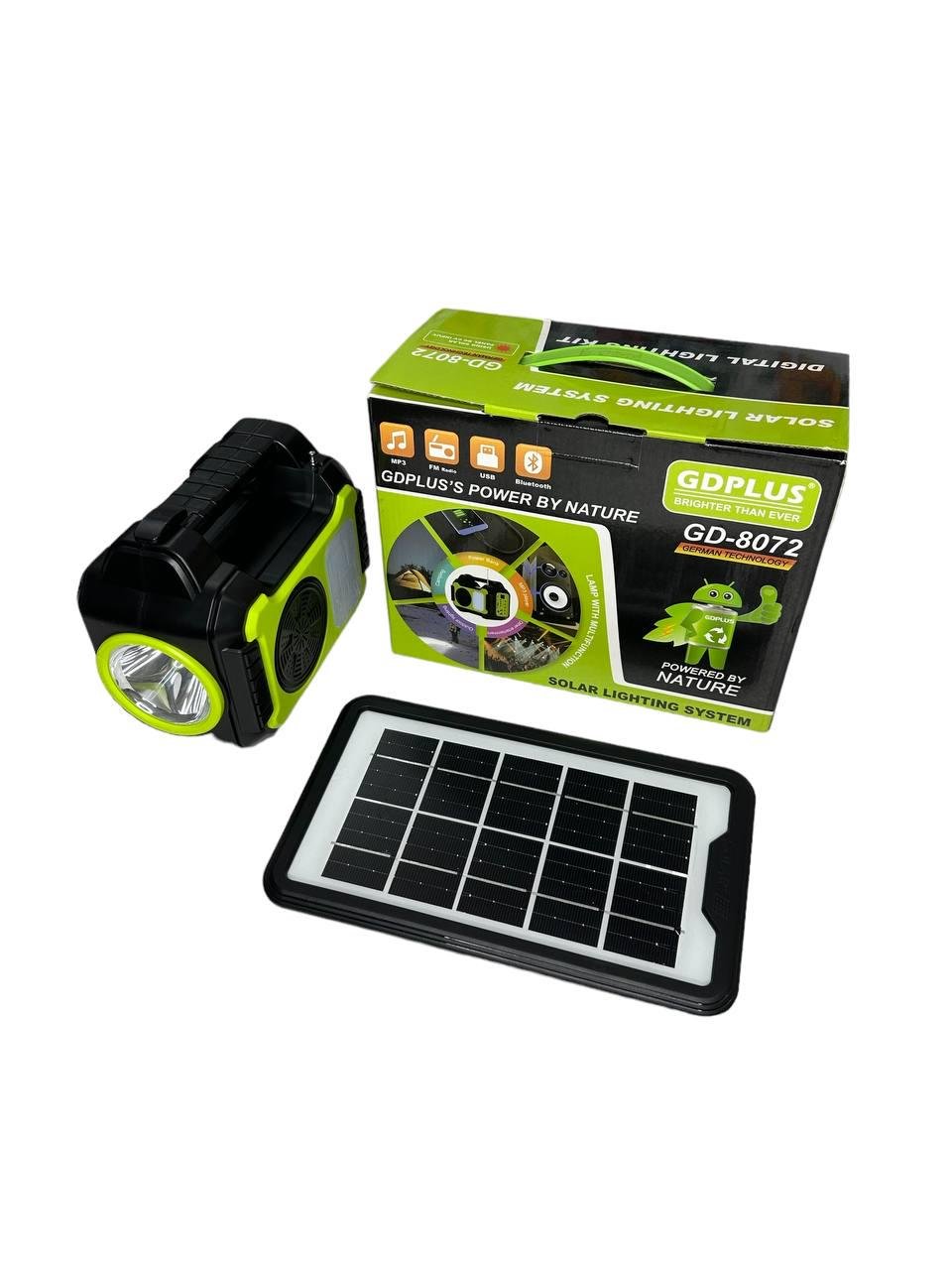 Сонячна система для освітлення та заряджання GDPlus GD-8072 10000 mAh із сонячною панеллю/ліхтарем/лампою - фото 2