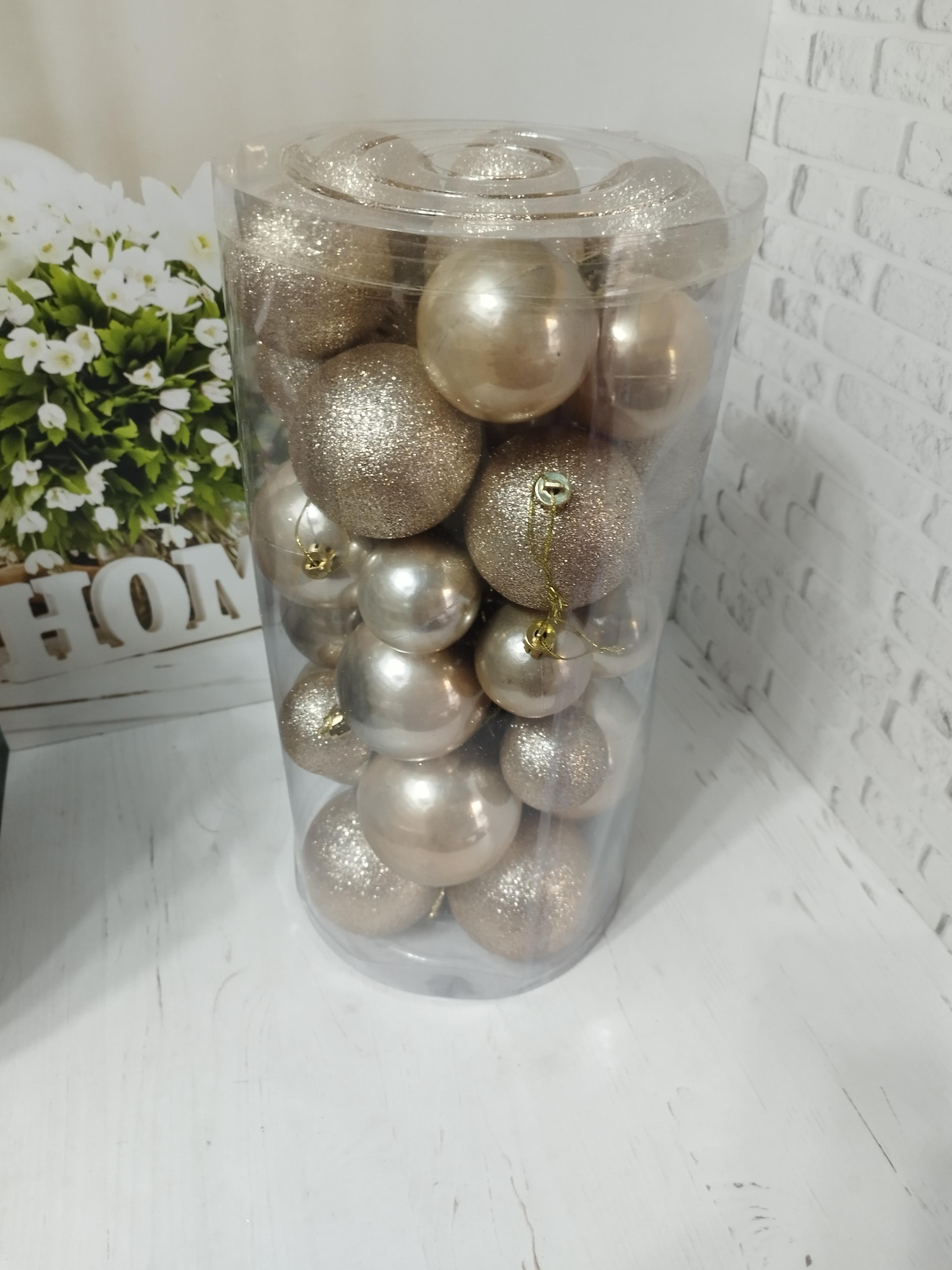 Набір новорічних куль на ялинку пластикові 7/6/5 см 40 шт. Золотистий (DKS765MIX-6)