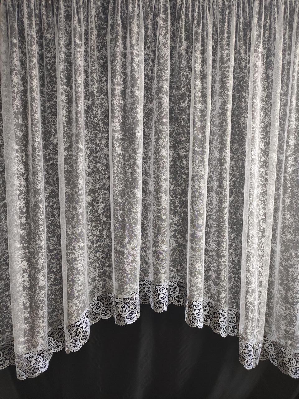 Тюль аркой на кухонное окно 280х160 см Белый с серым (амр-3сер)