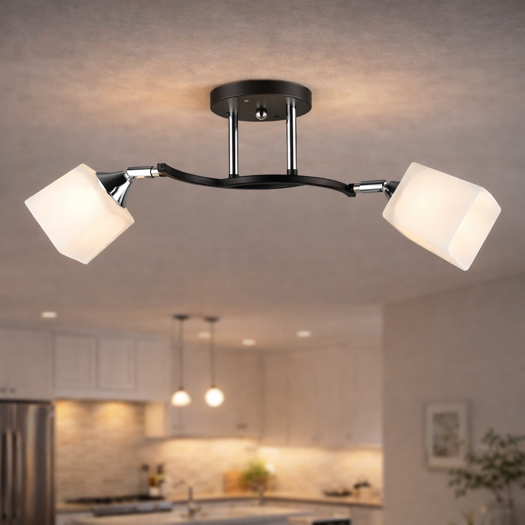 Люстра Sirius с двумя регулируемыми плафонами под лампу Е27 Черный/Хром (B N6106/2 BK+CR)