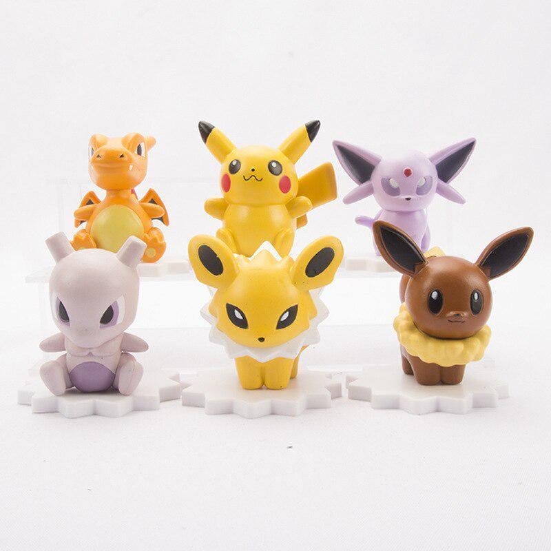 Фигурки Pokeball Бульбазавр/Чармандер/Мьюту/Иви ПВХ 6 шт. 5 см