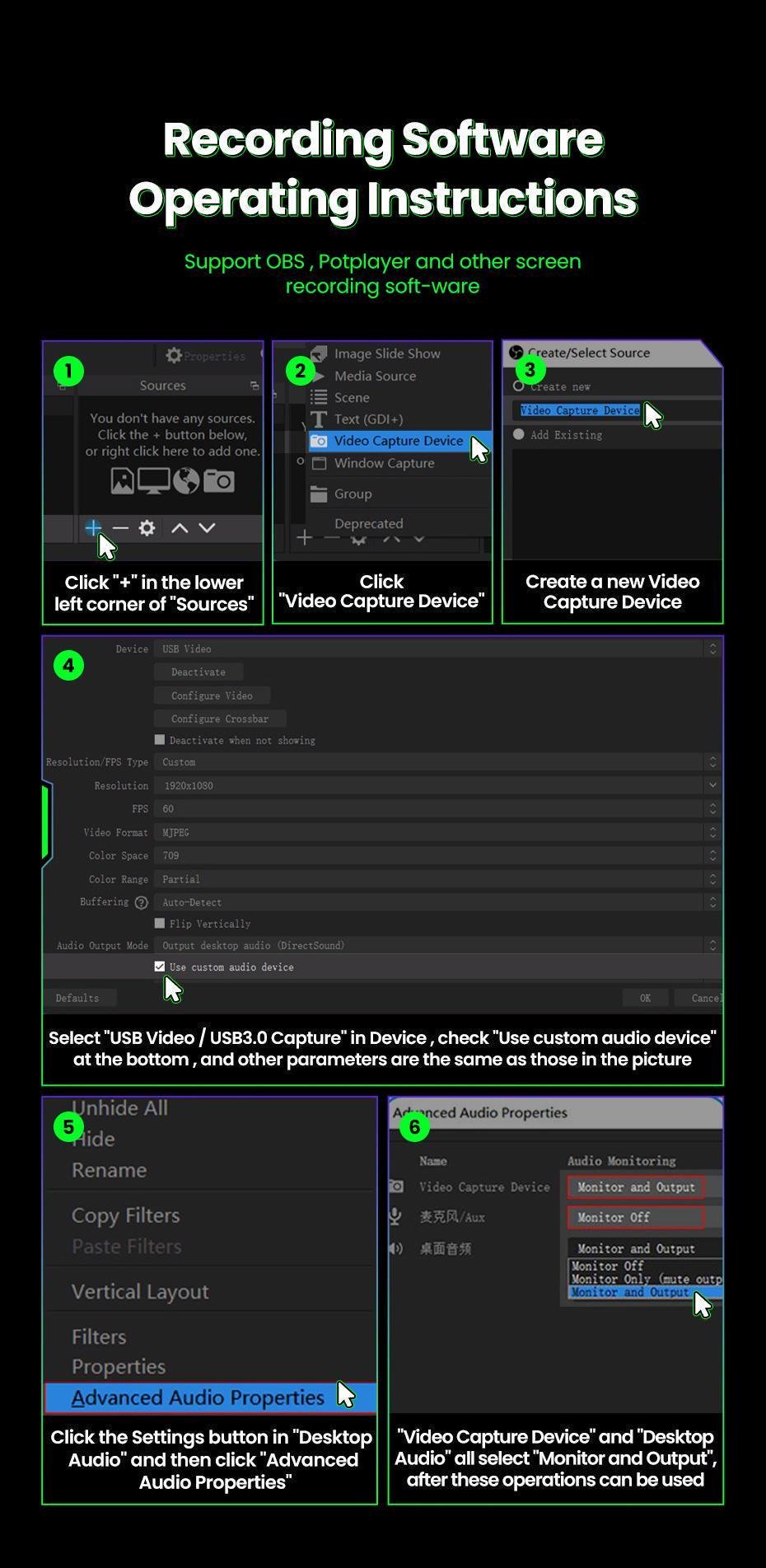 Карта видеозахвата USB Ugreen 1. USB-A USB-C 2 м Серый (25772) - фото 15