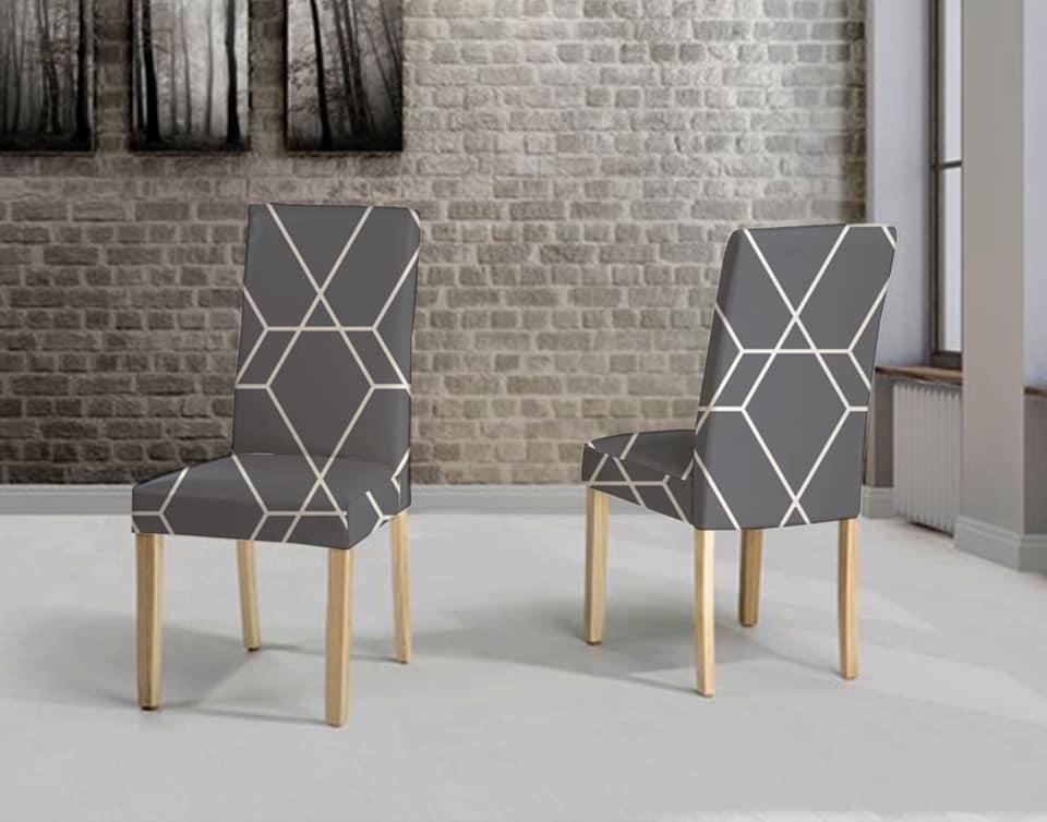 Чехол для стула Ромбы универсальный натяжной со спинкой Серый (2190205545) - фото 2