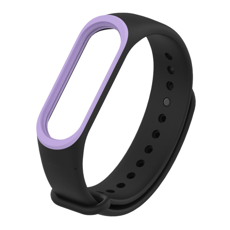 Ремешок для смарт-часов Xiaomi Mi Band 4/3 MiJobs силиконовый с рамкой Черный/Фиолетовый (1644P)