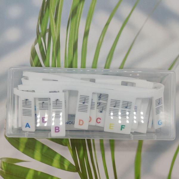 Накладки з нотами для піаніно та синтезатора 88 клавіш M00508-2 силіконові 3 шт. та бокс Різнокольоровий - фото 7