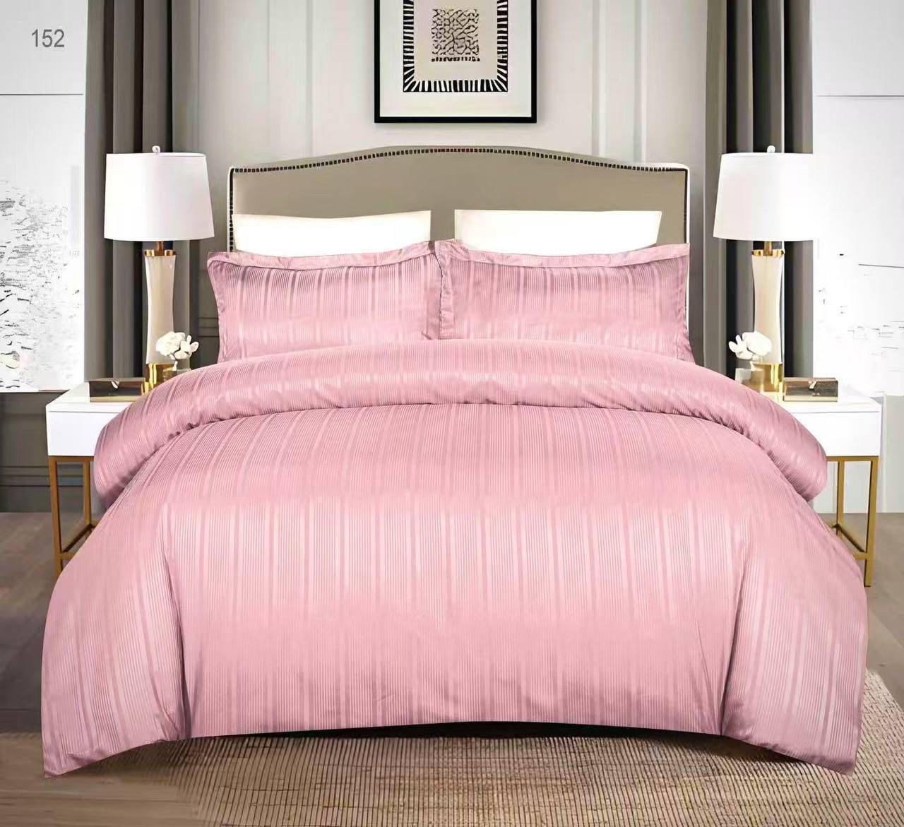 Комплект постільної білизни Malloory Home страйп-сатин двоспальний 180x220 см Рожевий (22132-4)