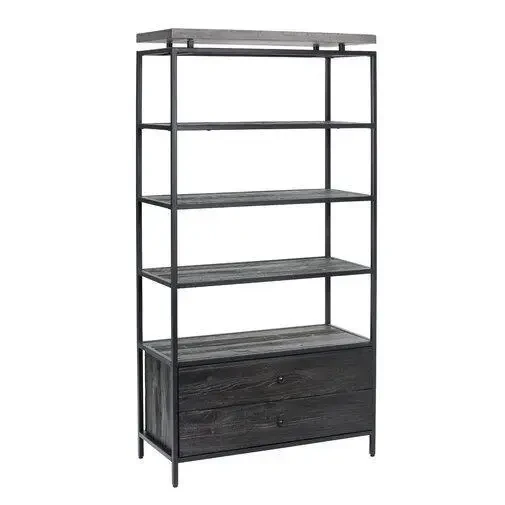Стелаж Loft NS-1873 з полицями широкий для роботи та кабінету Чорний (3075773956)