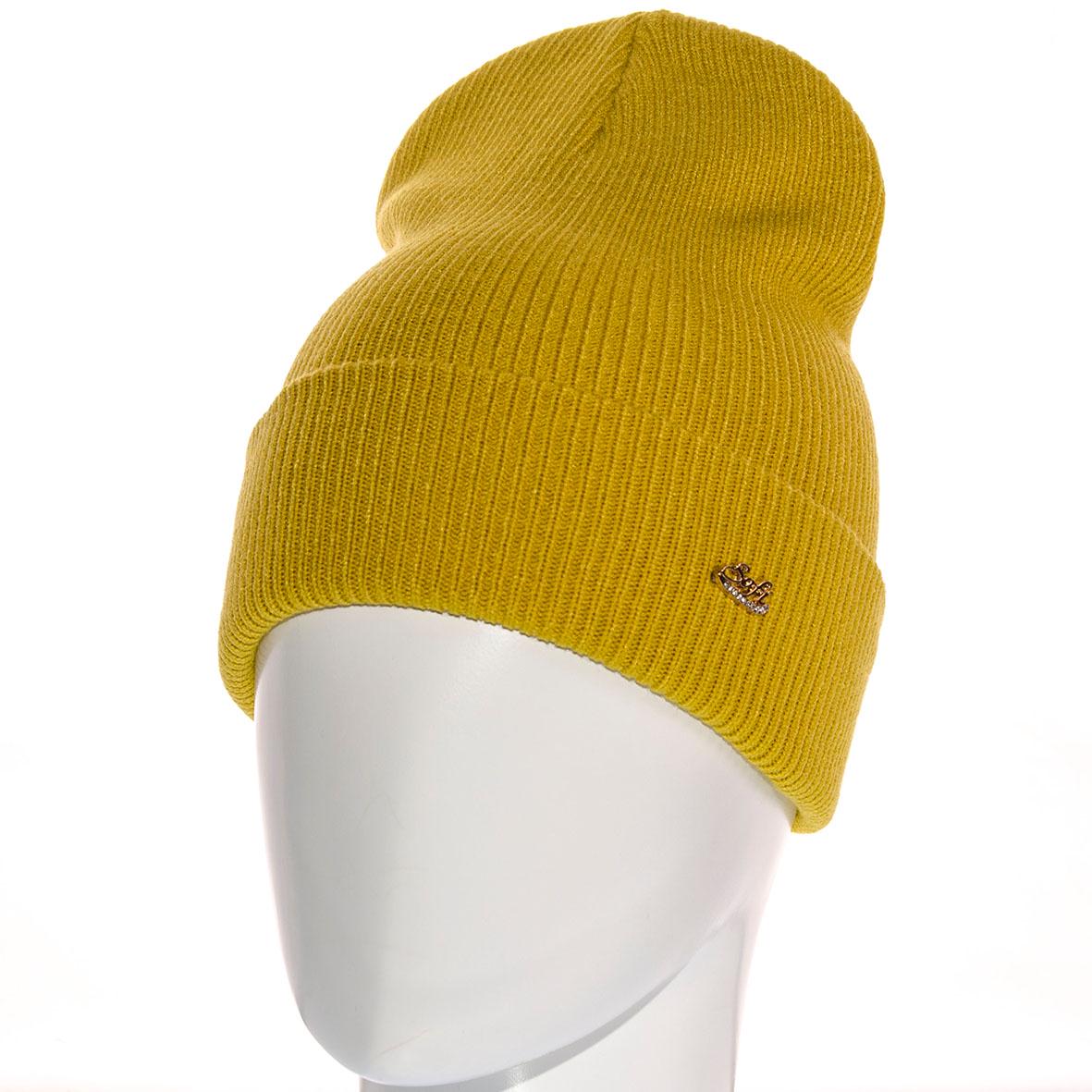 Шапка Sofi SF21105 з відворотом рубчиком подвійна L р. 57-58 Гірчичний