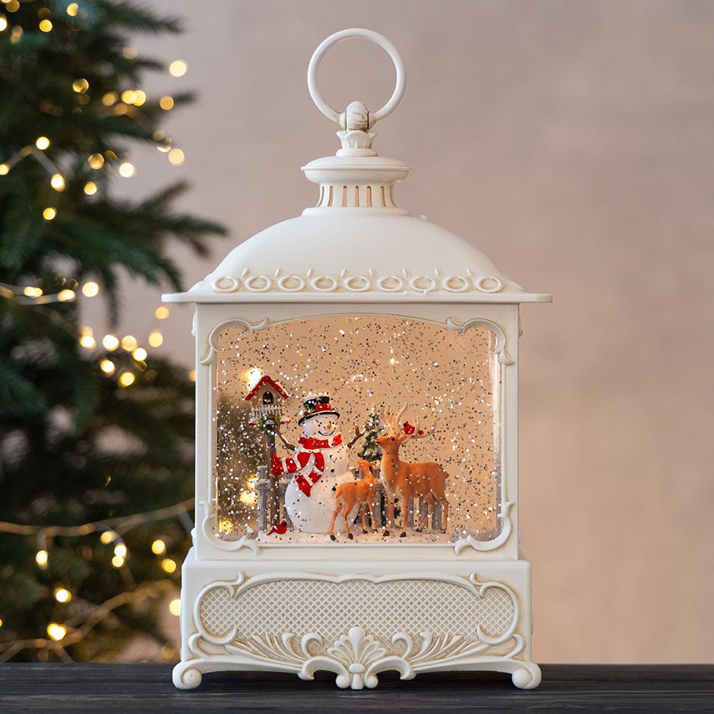 Новогодний фонарь с подсветкой и музыкой Зимняя история 30 см (9240-006)