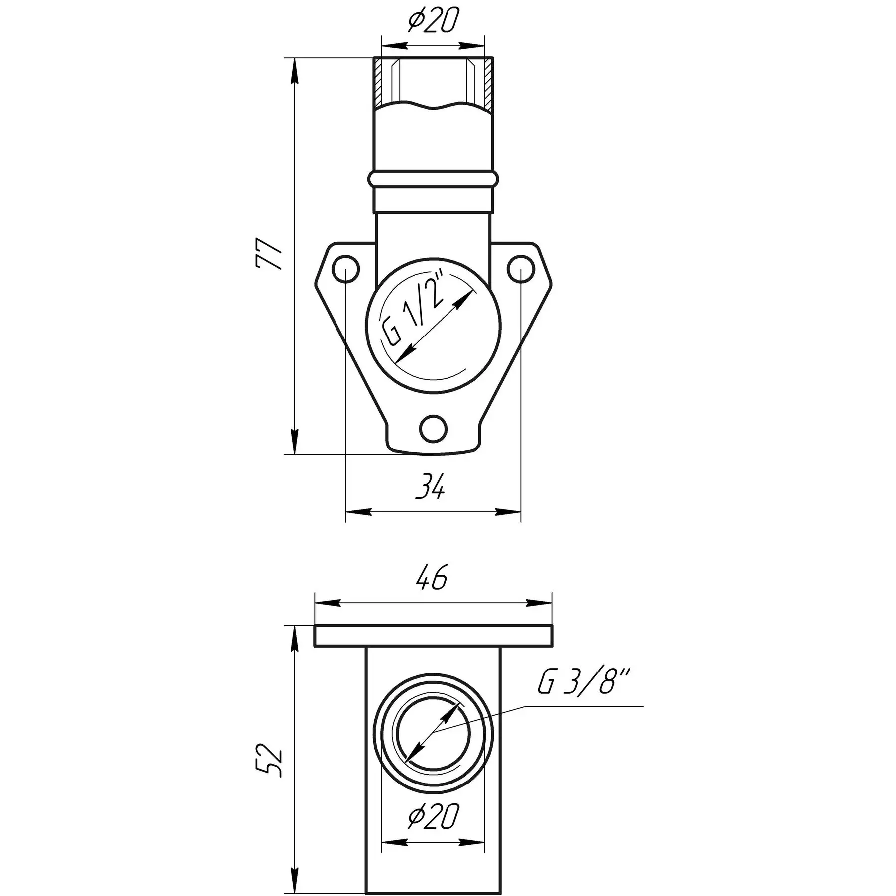 Угольник с ушками пресс APE ITALY AP 154 1/2"х20 (GSR-000001739) - фото 3