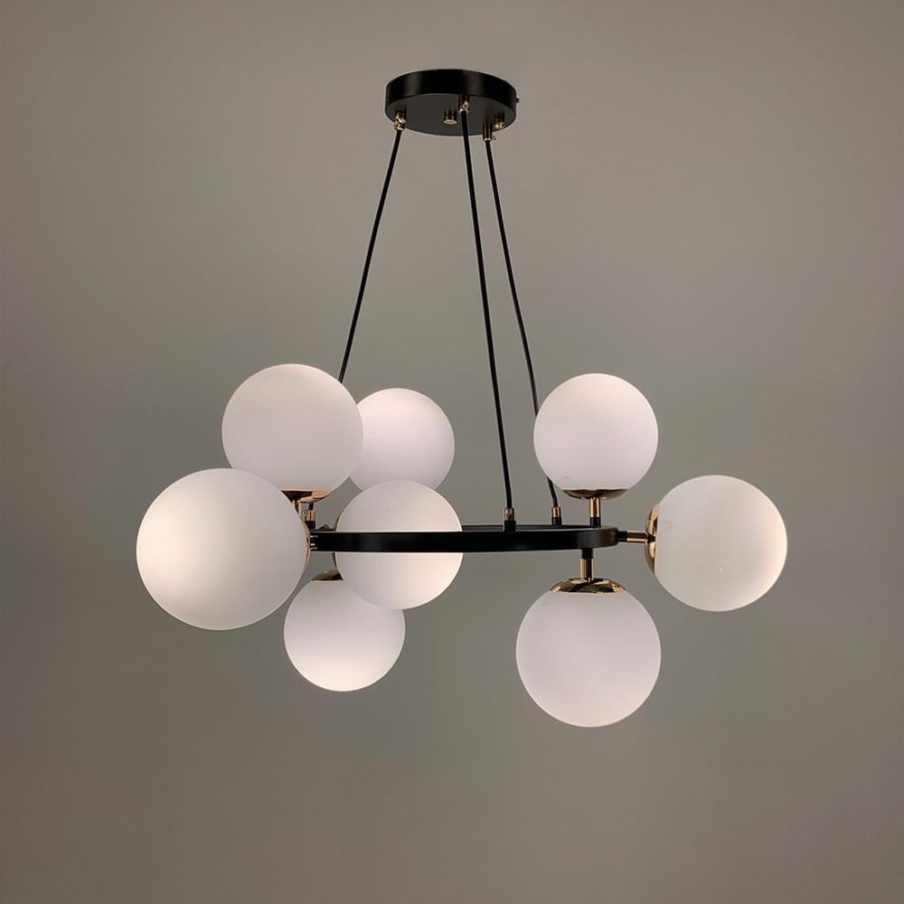 Люстра кругла з білими плафонами Чорний (yg 91/8 bk/Wt)
