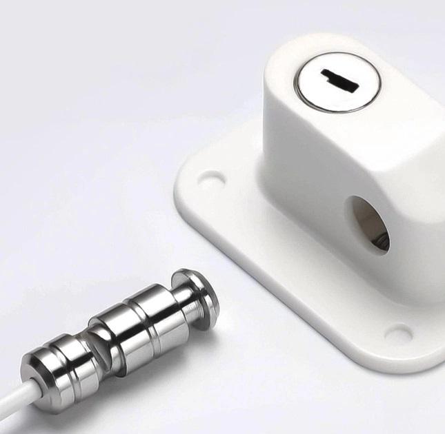 Замок-блокатор детский тросовый на двери окна с 2 ключами Белый (kb-21) - фото 3