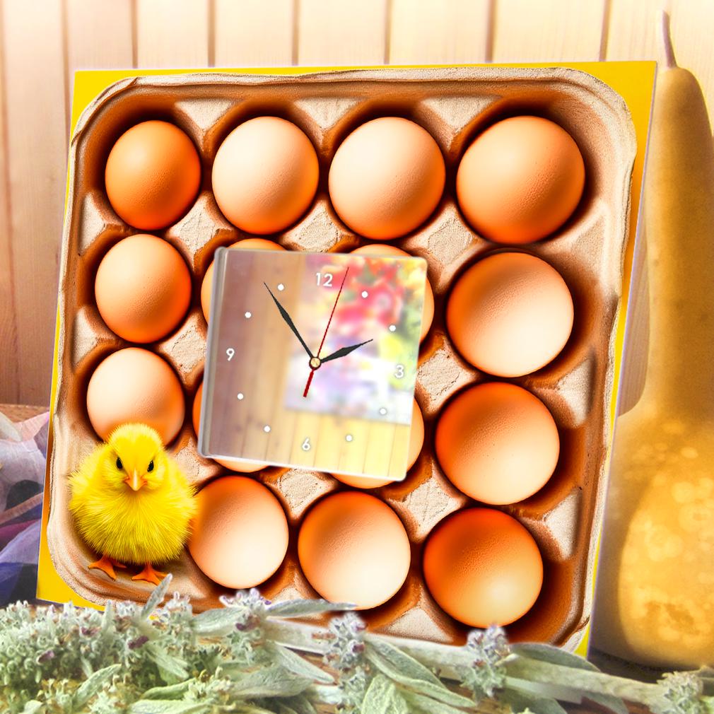 Часы Яйца и ципленок 260x260 мм (C04651) - фото 3 Часы Яйца и ципленок 260x260 мм (C04651) - фото 3