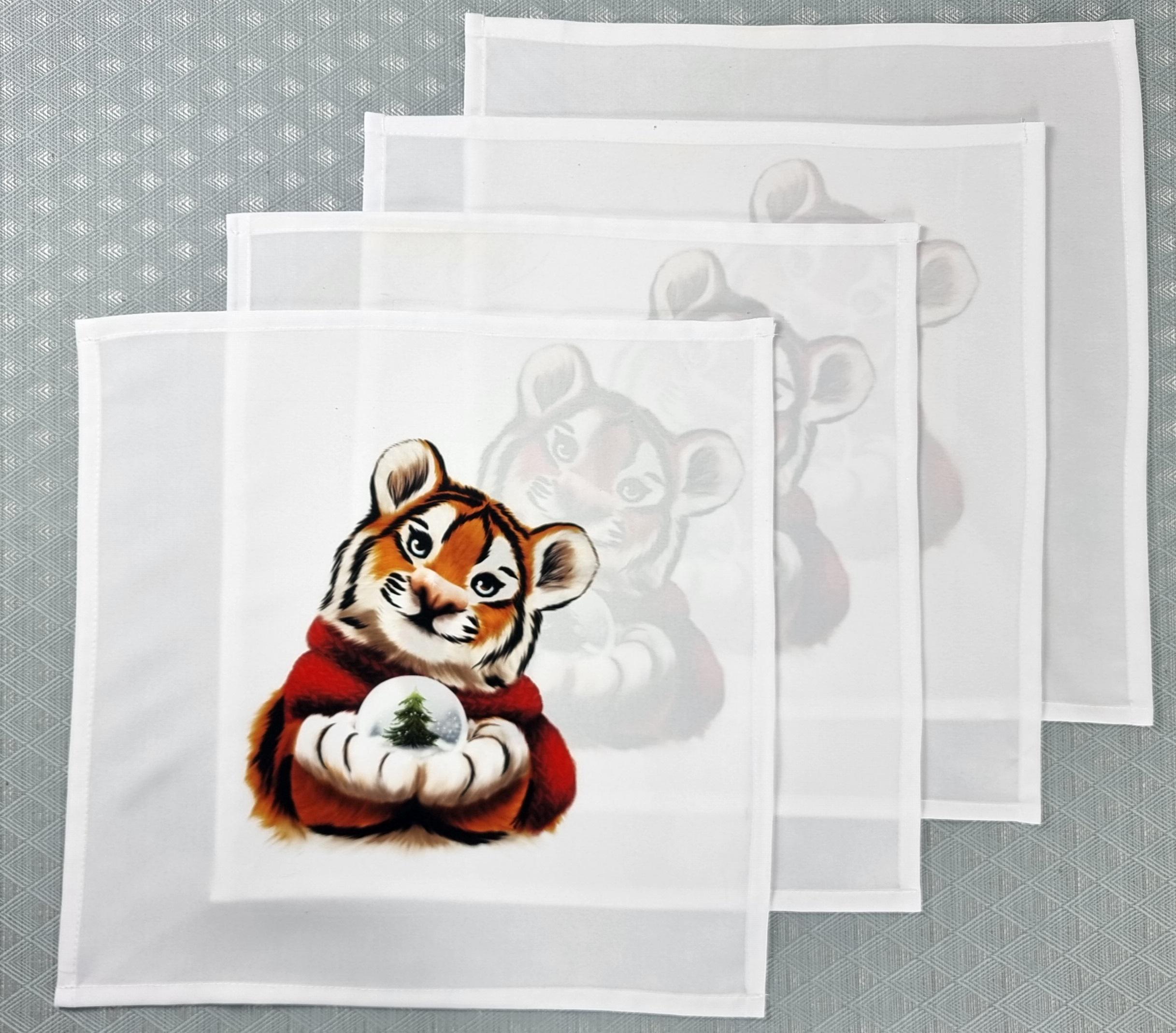 Набор тканевых салфеток Новогодний Тигрёнок №3 40х40 см 4 шт. Белый (33238) Набор тканевых салфеток Новогодний Тигрёнок №3 40х40 см 4 шт. Белый (33238)