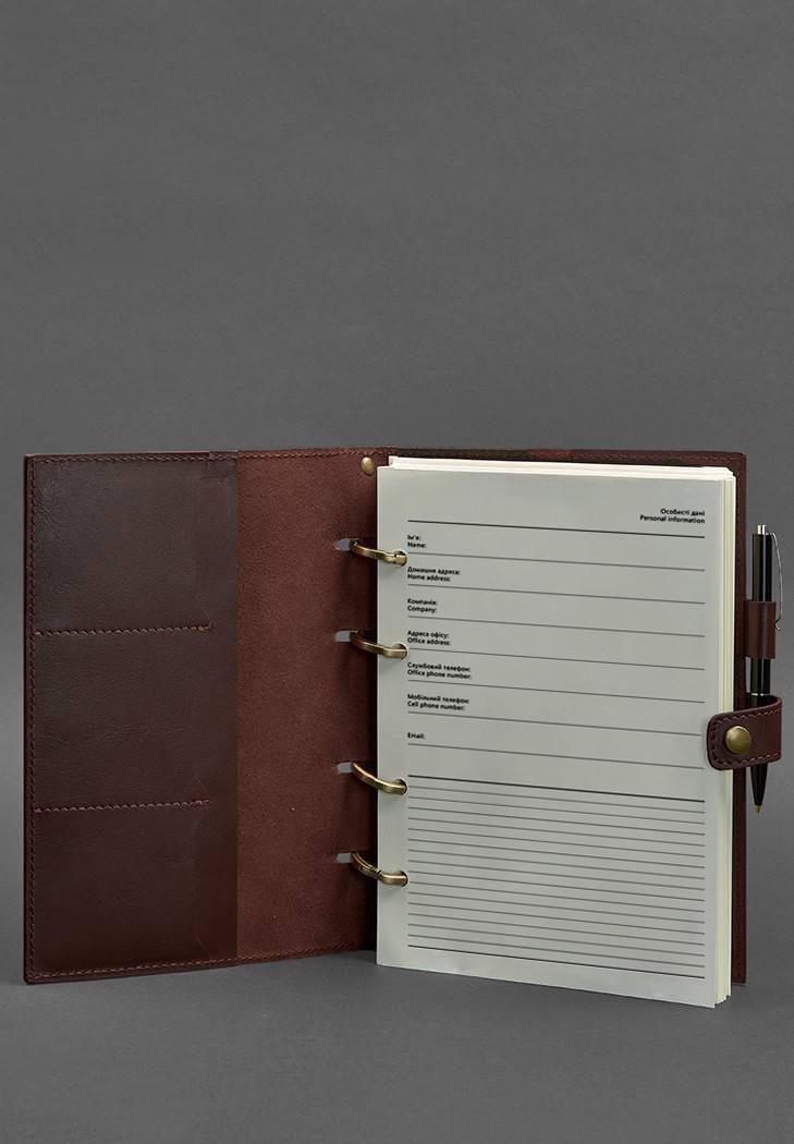 Блокнот шкіряний Софт-бук 9.1 з датованим блоком Бордовий (A-027493) - фото 4