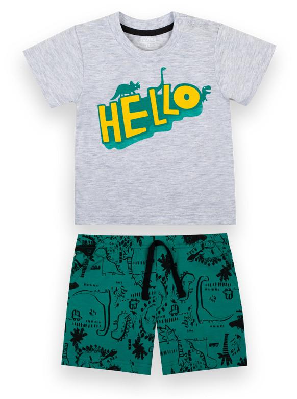Костюм дитячий бавовняний літній для хлопчика Gabbi KS-21-4-2 Діноленд 74 см Сірий меланж (12602)