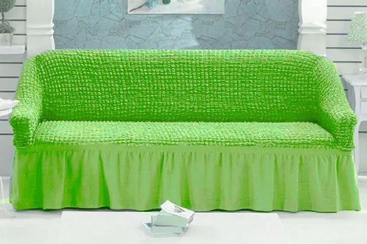 Чехол натяжной на диван с оборкой Салатовый (10-18-123)