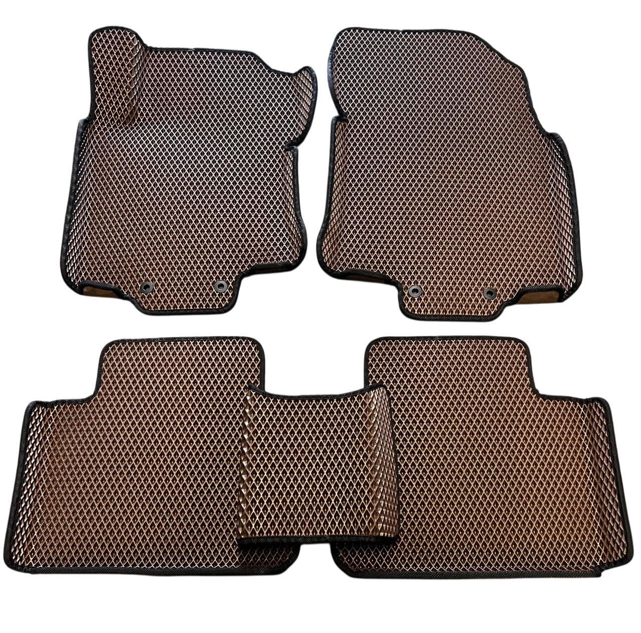 Коврики EVA с бортиками и 3Д лапой в салон для Nissan Rogue 2014-2021 гг. Коричневый (2439134159)