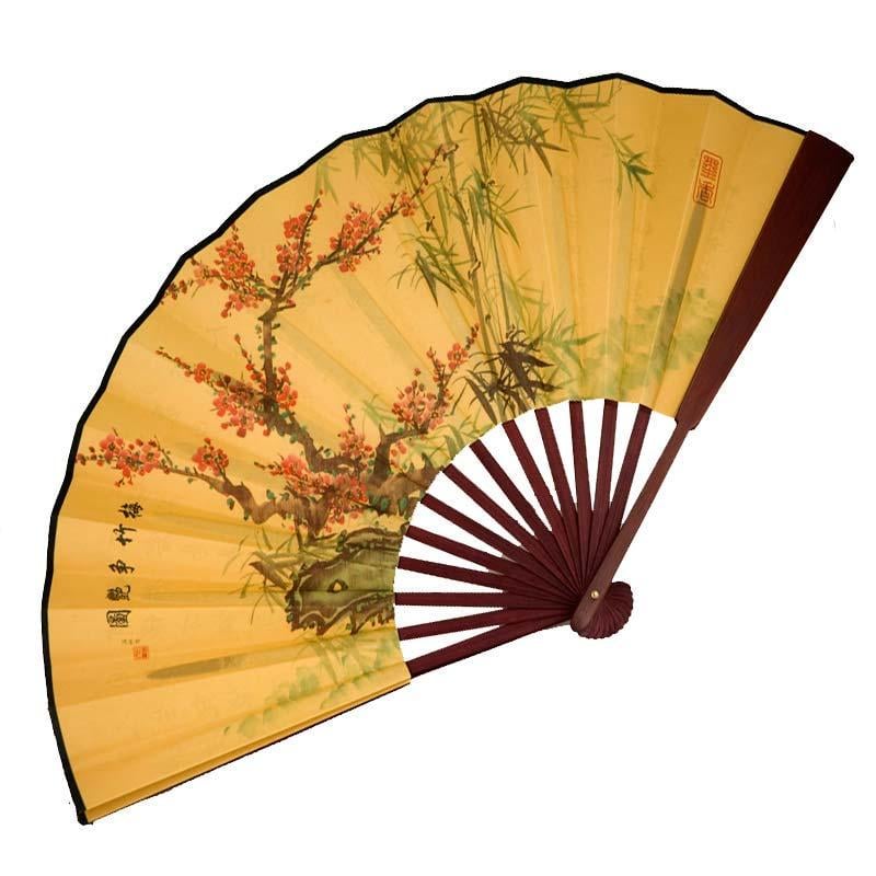 Віяло двостороннє Квітуча сакура 26х46 см Бежевий (4635a)