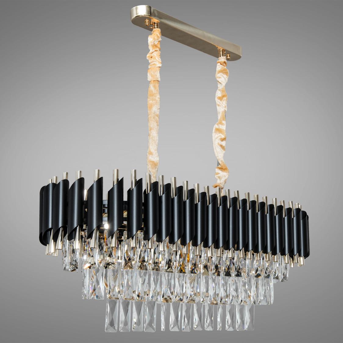 Люстра підвісна кришталева 9001-800*300BK+SGD. на 10 ламп Чорний/Золотий (31424554)