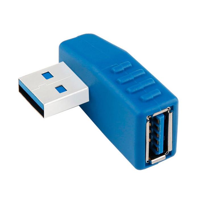 Перехідник-адаптер SUNROZ кутовий USB 3.0 M/F тато/мама Right Blue (A484500)