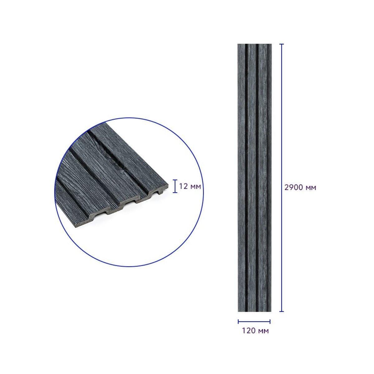 Рельс декоративный PS 2900х120х12 мм Темный графит (SW-00002128) - фото 3 Рельс декоративный PS 2900х120х12 мм Темный графит (SW-00002128) - фото 3