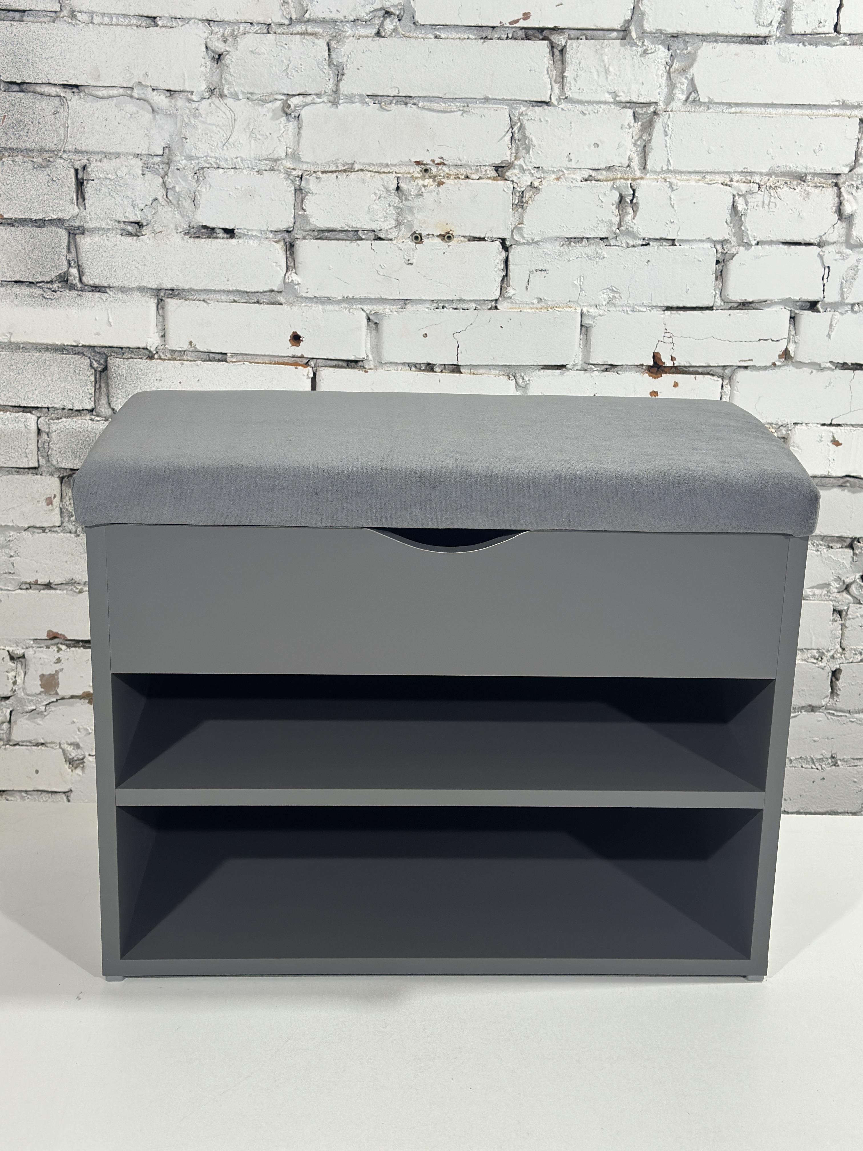 Тумба для обуви ДСП/ткань 30х70х45 см Графитовый/Серый